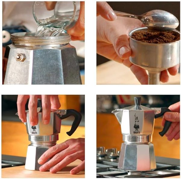 Cafetera Italiana Bialetti Moka Express 3 Pocillos/Tazas Manual